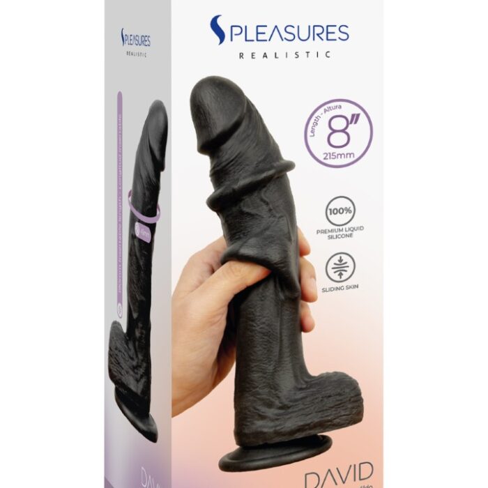 LIQUID SILICONE SLIDING SKIN DILDO 8''-BLACK