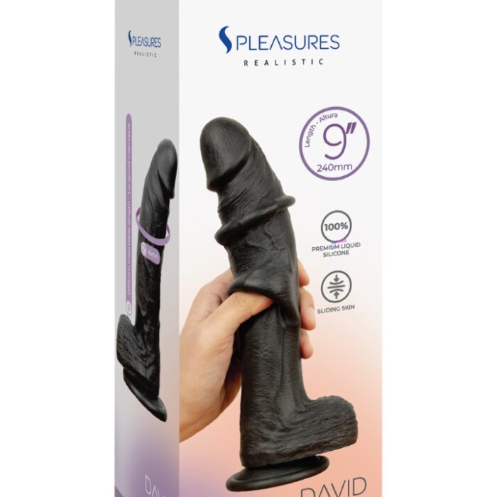 LIQUID SILICONE SLIDING SKIN DILDO-BLACK