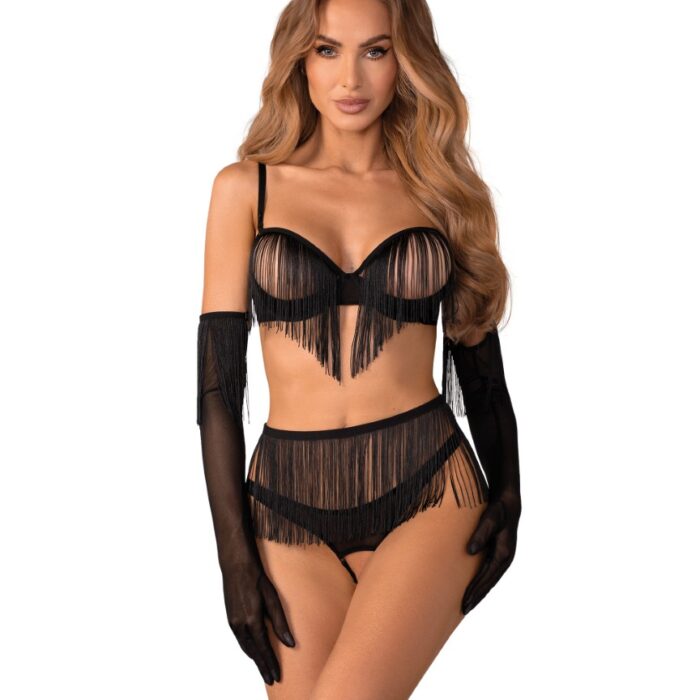 ROSSAY BLACK 4-PCS CROTCHLESS SET